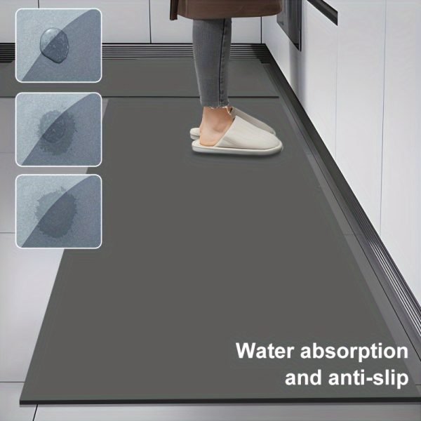 1pc Alfombra de cocina de lodo de diatomea Premium, Alfombra de suelo superabsorbente con fondo antideslizante, Alfombra de baño de secado rápido para sala de estar grande, Alfombra de baño absorbente, Alfombra de suelo de lavandería, Alfombra de entrada, Alfombra de corredor de hogar lavable para pasillo de lavandería - Image 6