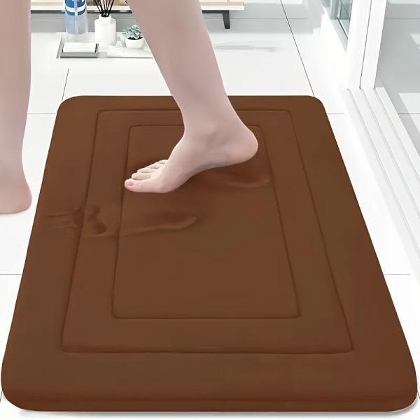 1 pieza de alfombrilla de baño de espuma de memoria vintage - Absorbente, antideslizante, alfombrilla de cocina con diseño floral en gris, beige y azul - Alfombrilla cómoda para estar de pie para sala de estar, dormitorio, baño, lavandería y oficina - Lavable en máquina, suave y duradera, alfombrilla de baño - Image 10