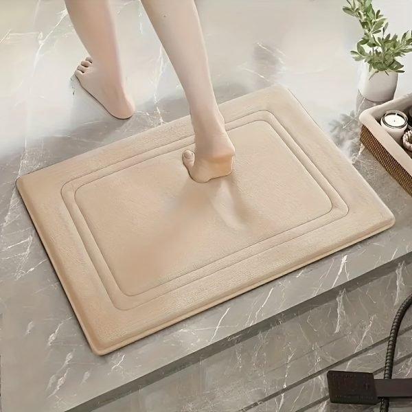 1 pieza de alfombrilla de baño de espuma de memoria vintage - Absorbente, antideslizante, alfombrilla de cocina con diseño floral en gris, beige y azul - Alfombrilla cómoda para estar de pie para sala de estar, dormitorio, baño, lavandería y oficina - Lavable en máquina, suave y duradera, alfombrilla de baño - Image 9