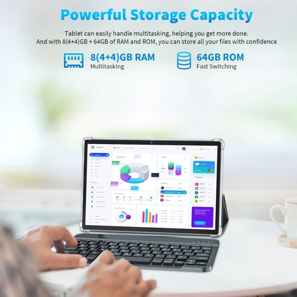 Tableta QDDQ 10 Pulgadas Android 14 con Teclado, Ratón y Estuche - 8GB RAM, 64GB ROM, Procesador Rockchip Quad-Core, Pantalla HD 1280x800, WiFi, Carga USB-C para Trabajo y Entretenimiento, Lápiz Óptico, Accesorios de Productividad, Tecnología Multifuncional, Alta Calidad, Estación Portátil, Dispositivo Confiable, Para Entusiastas de la Técnica - Image 6