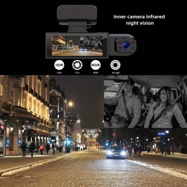 Cámara de coche dual 1080P - Grabadora de video con lente dual para frente y habitación con pantalla IPS de 8,03 pulgadas, DVR de ángulo amplio, visión nocturna infrarroja, montaje adhesivo, batería de litio, 30 FPS, perfecta para grabaciones en movimiento, electrónica de coche | Cámara de coche moderna | Cámaras montadas adhesivamente - Image 7