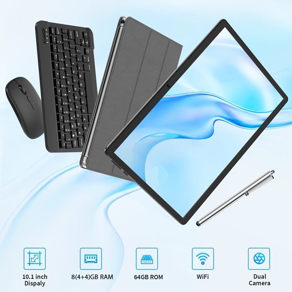 Tableta QDDQ 10 Pulgadas Android 14 con Teclado, Ratón y Estuche - 8GB RAM, 64GB ROM, Procesador Rockchip Quad-Core, Pantalla HD 1280x800, WiFi, Carga USB-C para Trabajo y Entretenimiento, Lápiz Óptico, Accesorios de Productividad, Tecnología Multifuncional, Alta Calidad, Estación Portátil, Dispositivo Confiable, Para Entusiastas de la Técnica - Image 4