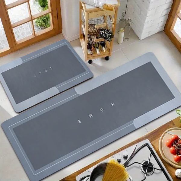 1pieza Alfombra de fibra de poliéster de 1.1cm de grosor para cocina con impresión de bienvenida - Antideslizante, alfombra de suelo para cocina, sala de estar, porche y decoración de balcón, alfombra de suelo de cocina | Alfombra de cocina moderna | Alfombra de cocina duradera, alfombra de cocina - Image 2