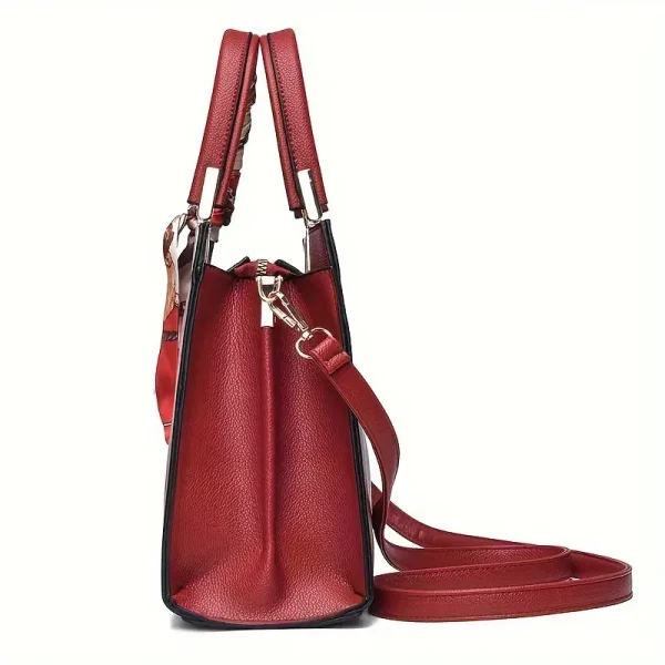 Elegante bolso de mano rojo con detalles florales - Gran capacidad - Image 2