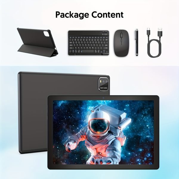 Tableta Android 15 de 10,1" con teclado, ratón y estilográfico - 3GB de RAM, 64GB de ROM + 1TB de almacenamiento expandible, procesador de 4 núcleos, pantalla táctil IPS de 1280x800, altavoces dobles, cámara de 8MP + 2MP, batería de 6000mAh de larga duración, ideal para trabajo en la oficina, viajes y estudios - Negro, tableta de oficina | Diseño de tableta elegante | Batería duradera, tableta Android, tableta, Pad - Image 5