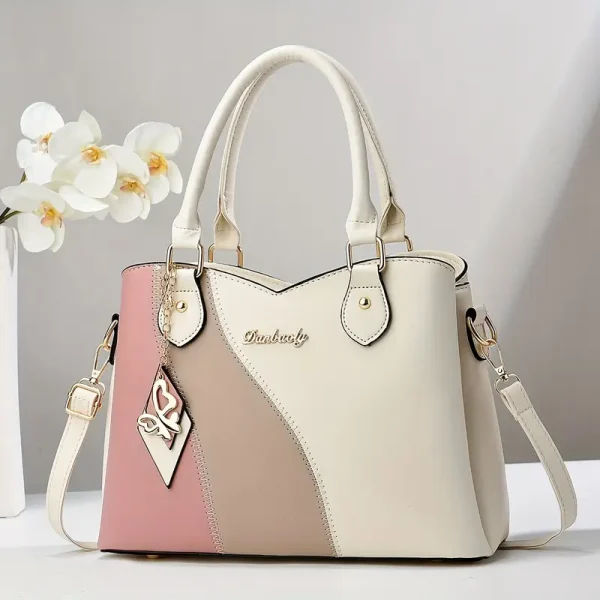 Bolsa de mujer de dos tonos elegante con correa de hombro desmontable - Image 2