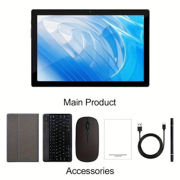 Tablet de 10.1 Pulgadas con Sistema Operativo Android 14, Tableta 2 en 1 con Teclado, Ratón, Funda, Estilete, 128GB ROM 12GB 4GB+8GB RAM Ampliable, Doble Cámara, Procesador de Ocho Núcleos, Pantalla Táctil IPS Alta Definición 1280*800, GMS Tab, Wi-Fi 5G y 6, Google, Tableta - Image 3