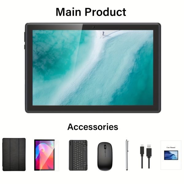 Tableta QDDQ 10 Pulgadas Android 14 con Teclado, Ratón y Estuche - 8GB RAM, 64GB ROM, Procesador Rockchip Quad-Core, Pantalla HD 1280x800, WiFi, Carga USB-C para Trabajo y Entretenimiento, Lápiz Óptico, Accesorios de Productividad, Tecnología Multifuncional, Alta Calidad, Estación Portátil, Dispositivo Confiable, Para Entusiastas de la Técnica - Image 3