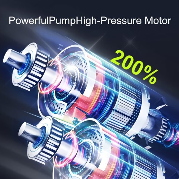Compresor de aire portátil inflador de neumáticos, bomba de neumáticos de coche de 150PSI, equipado con un manómetro de presión de neumáticos, luz LED y una bomba de neumáticos inteligente inalámbrica de un solo botón tres veces más rápida, adecuada para coches, motocicletas, bicicletas y balones deportivos. - Image 5