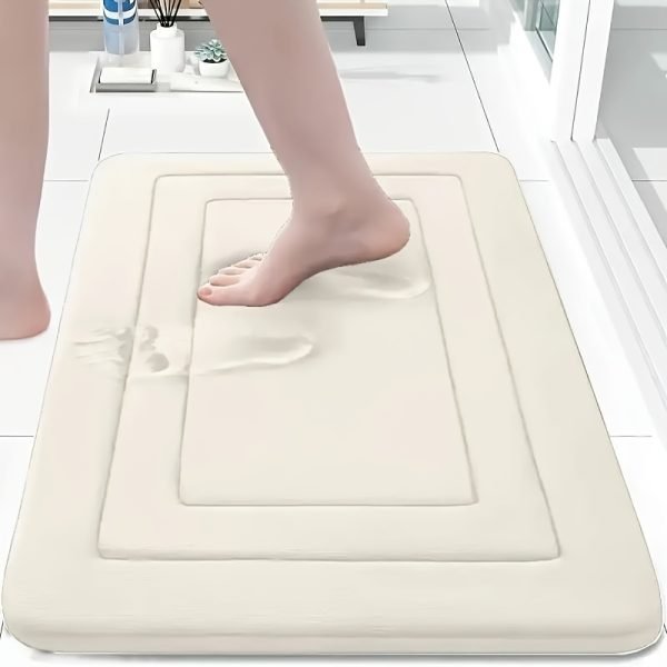 1 pieza de alfombrilla de baño de espuma de memoria vintage - Absorbente, antideslizante, alfombrilla de cocina con diseño floral en gris, beige y azul - Alfombrilla cómoda para estar de pie para sala de estar, dormitorio, baño, lavandería y oficina - Lavable en máquina, suave y duradera, alfombrilla de baño - Image 13