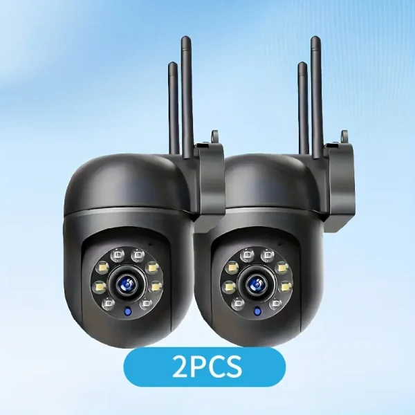 2 cámaras de seguridad WiFi HD - Montaje en pared, visión