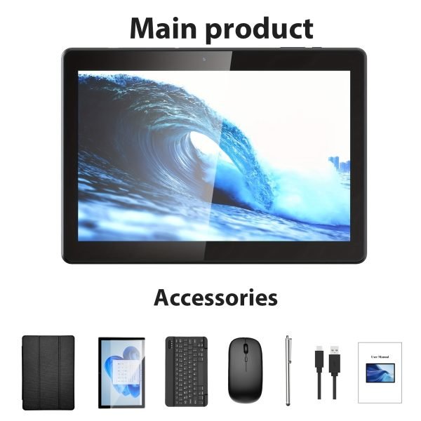Tableta Android Relndoo con teclado, Android 14, almacenamiento de 128GB, RAM expandida de 6GB+6GB, tableta 2 en 1, tableta de 10,1 pulgadas con estuche, ratón, estilográfico, 1280x800IPS, inalámbrica 2.4G/5G, tipo C (sin adaptador), tableta, pad - Image 3