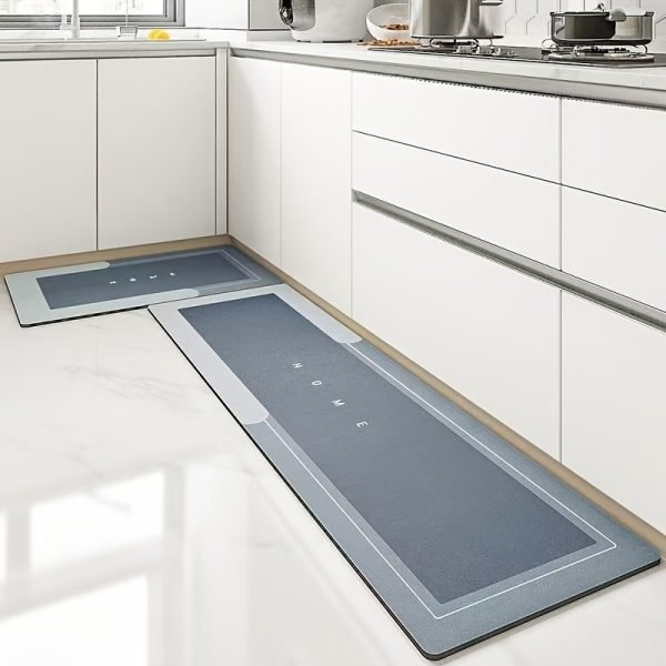 1 pieza/2 piezas Alfombra de Cocina de Barro de Diatomeas de Alta Calidad, Absorbente y Secado Rápido, Suela Antideslizante de Goma, Lavable a Máquina, Ligera, Color Sólido, Rectangular, Poco Pelusa, 100% Poliéster, Adecuada para Baño, Sala de Estar, Cuarto de Lavandería, Entrada - Image 3
