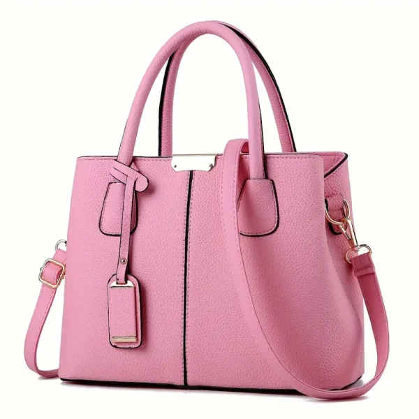 Elegante bolso de mano negro con correa de hombro extraíble - Image 2