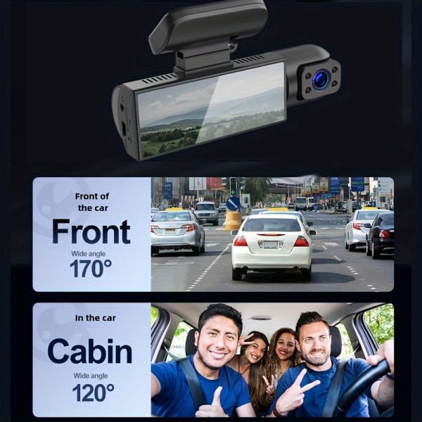 Cámara de coche dual 1080P - Grabadora de video con lente dual para frente y habitación con pantalla IPS de 8,03 pulgadas, DVR de ángulo amplio, visión nocturna infrarroja, montaje adhesivo, batería de litio, 30 FPS, perfecta para grabaciones en movimiento, electrónica de coche | Cámara de coche moderna | Cámaras montadas adhesivamente - Image 6