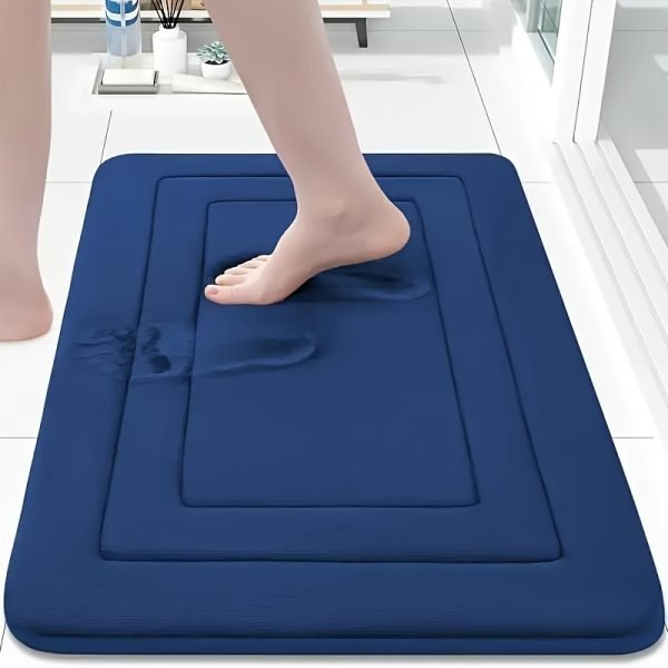 1 pieza de alfombrilla de baño de espuma de memoria vintage - Absorbente, antideslizante, alfombrilla de cocina con diseño floral en gris, beige y azul - Alfombrilla cómoda para estar de pie para sala de estar, dormitorio, baño, lavandería y oficina - Lavable en máquina, suave y duradera, alfombrilla de baño - Image 12