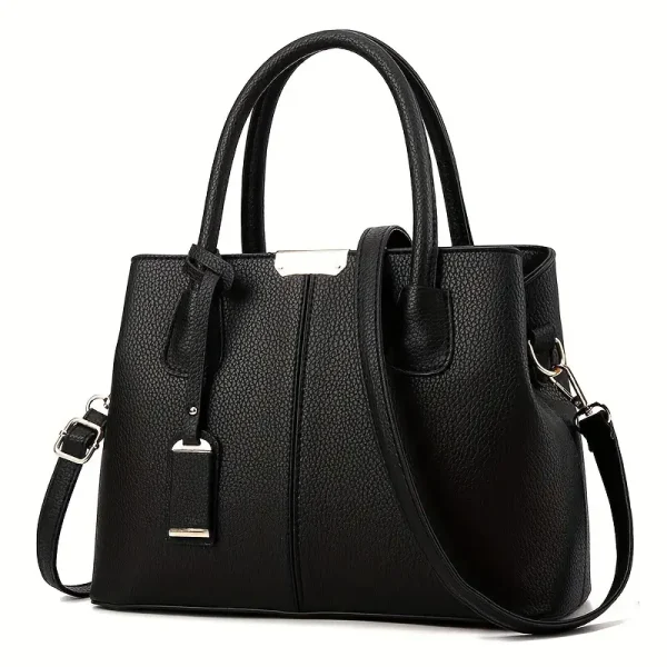 Elegante bolso de mano negro con correa de hombro extraíble