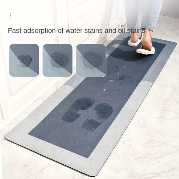 1pc Alfombra de cocina de lodo de diatomea Premium, Alfombra de suelo superabsorbente con fondo antideslizante, Alfombra de baño de secado rápido para sala de estar grande, Alfombra de baño absorbente, Alfombra de suelo de lavandería, Alfombra de entrada, Alfombra de corredor de hogar lavable para pasillo de lavandería - Image 9