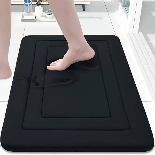 1 pieza de alfombrilla de baño de espuma de memoria vintage - Absorbente, antideslizante, alfombrilla de cocina con diseño floral en gris, beige y azul - Alfombrilla cómoda para estar de pie para sala de estar, dormitorio, baño, lavandería y oficina - Lavable en máquina, suave y duradera, alfombrilla de baño - Image 7