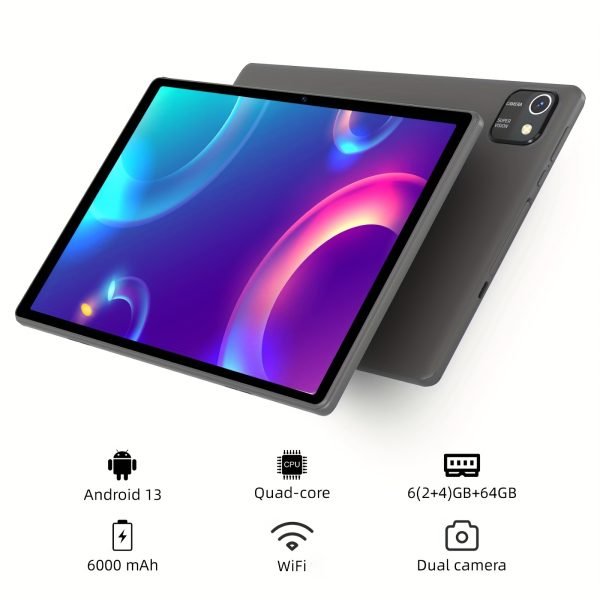 Tableta Android 13 de 10,1 pulgadas, 6GB (2GB+4GB de expansión) de RAM, 64GB de ROM, batería de 6000mAh, equipada con procesador cuadricore, pantalla IPS HD de 1280*800, cámaras dobles, wifi, tableta, pad. - Image 4