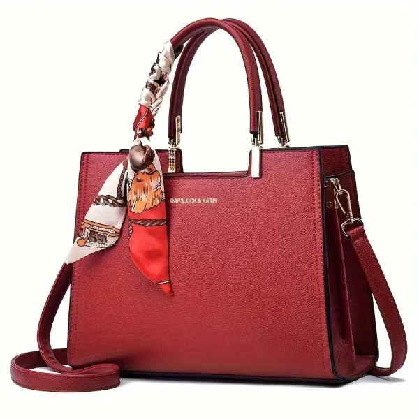 Elegante bolso de mano rojo con detalles florales - Gran capacidad