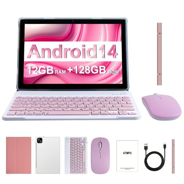 Tablet de 10.1 Pulgadas con Sistema Operativo Android 14, Tableta 2 en 1 con Teclado, Ratón, Funda, Estilete, 128GB ROM 12GB 4GB+8GB RAM Ampliable, Doble Cámara, Procesador de Ocho Núcleos, Pantalla Táctil IPS Alta Definición 1280*800, GMS Tab, Wi-Fi 5G y 6, Google, Tableta - Image 7