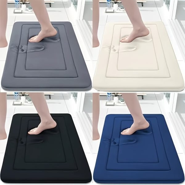 1 pieza de alfombrilla de baño de espuma de memoria vintage - Absorbente, antideslizante, alfombrilla de cocina con diseño floral en gris, beige y azul - Alfombrilla cómoda para estar de pie para sala de estar, dormitorio, baño, lavandería y oficina - Lavable en máquina, suave y duradera, alfombrilla de baño