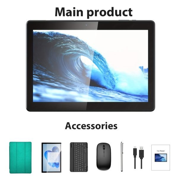 Tableta Android Relndoo con teclado, Android 14, almacenamiento de 128GB, RAM expandida de 6GB+6GB, tableta 2 en 1, tableta de 10,1 pulgadas con estuche, ratón, estilográfico, 1280x800IPS, inalámbrica 2.4G/5G, tipo C (sin adaptador), tableta, pad - Image 5