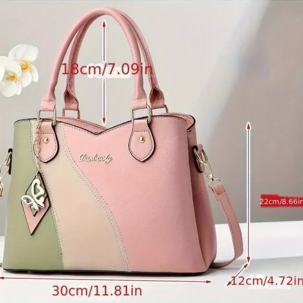 Bolsa de mujer de dos tonos elegante con correa de hombro desmontable - Image 4