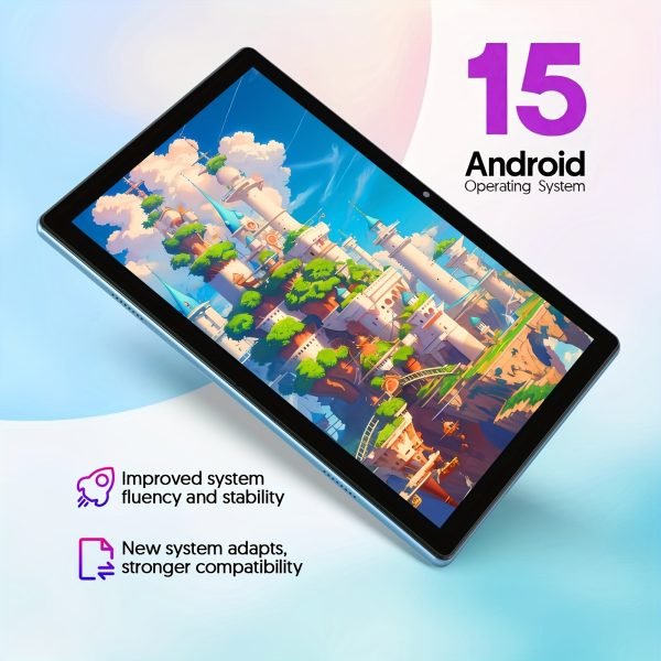 Tableta Android 15 de 10,1" con teclado, ratón y estilográfico - 3GB de RAM, 64GB de ROM + 1TB de almacenamiento expandible, procesador de 4 núcleos, pantalla táctil IPS de 1280x800, altavoces dobles, cámara de 8MP + 2MP, batería de 6000mAh de larga duración, ideal para trabajo en la oficina, viajes y estudios - Negro, tableta de oficina | Diseño de tableta elegante | Batería duradera, tableta Android, tableta, Pad - Image 4