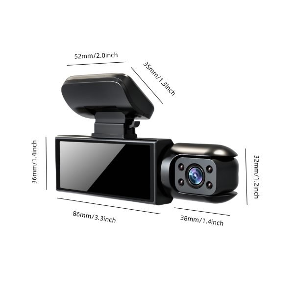 Cámara de coche dual 1080P - Grabadora de video con lente dual para frente y habitación con pantalla IPS de 8,03 pulgadas, DVR de ángulo amplio, visión nocturna infrarroja, montaje adhesivo, batería de litio, 30 FPS, perfecta para grabaciones en movimiento, electrónica de coche | Cámara de coche moderna | Cámaras montadas adhesivamente - Image 4